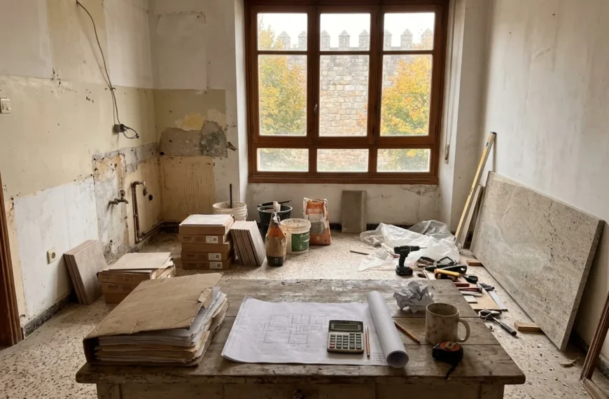 Reforma de una cocina en un piso de Lugo con la muralla al fondo