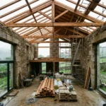 Rehabilitación de una casa de piedra gallega con estructura de cubierta nueva de madera