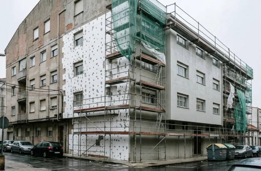 SATE en Galicia: fachada de un edificio mientras se aísla por el exterior